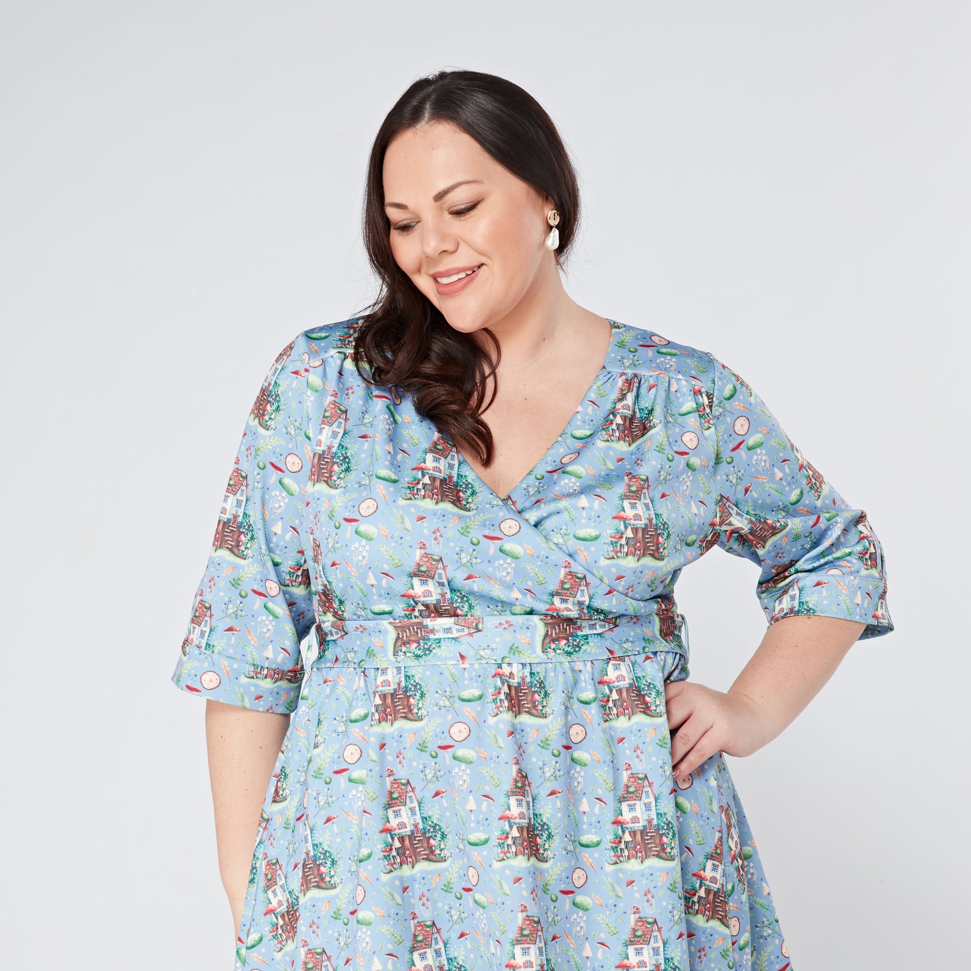 Plus-Size-Cottagecore-Swing-Dress-With-Sleeves