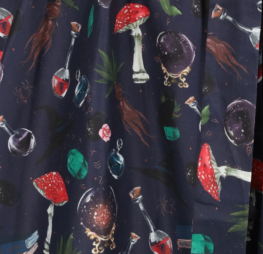 Plus-Size-Witchcraft-Print-Cotton-Shirt-Dress