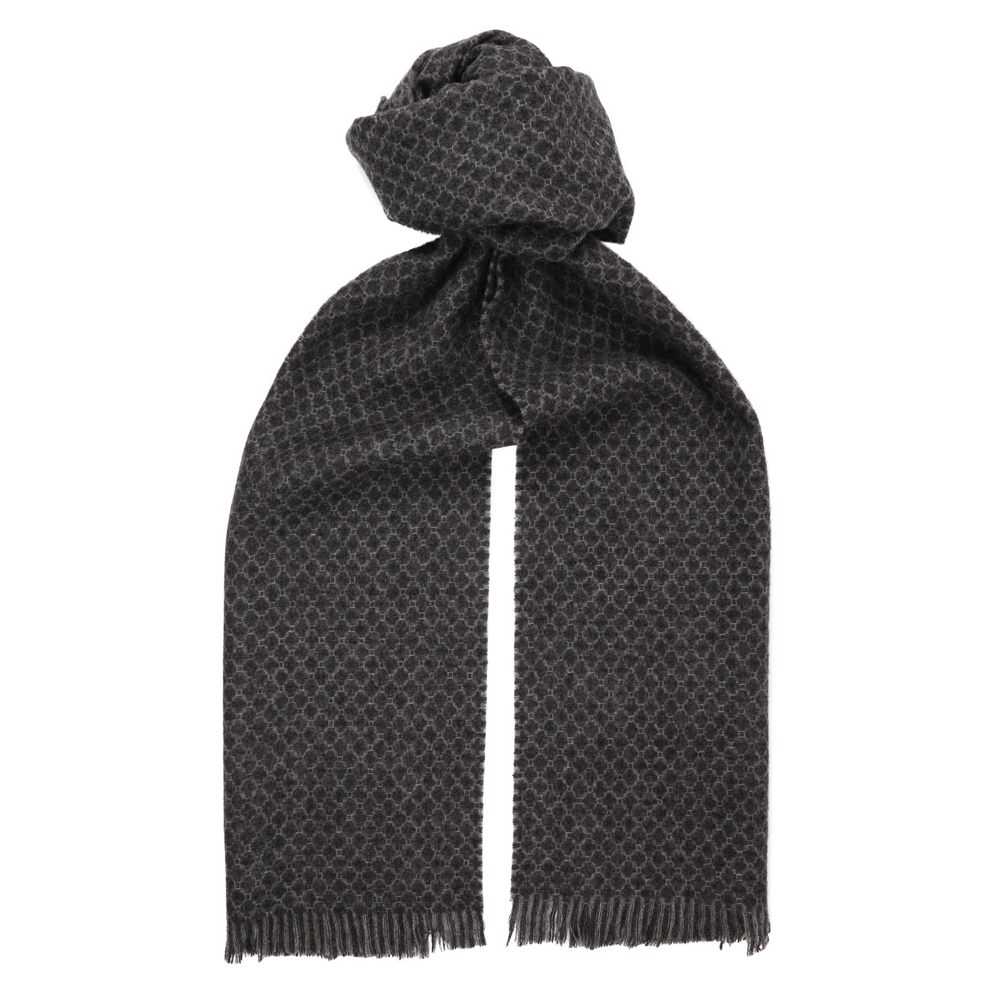 Grey Chainmail Knit Lambswool & Cashmere Long Scarf