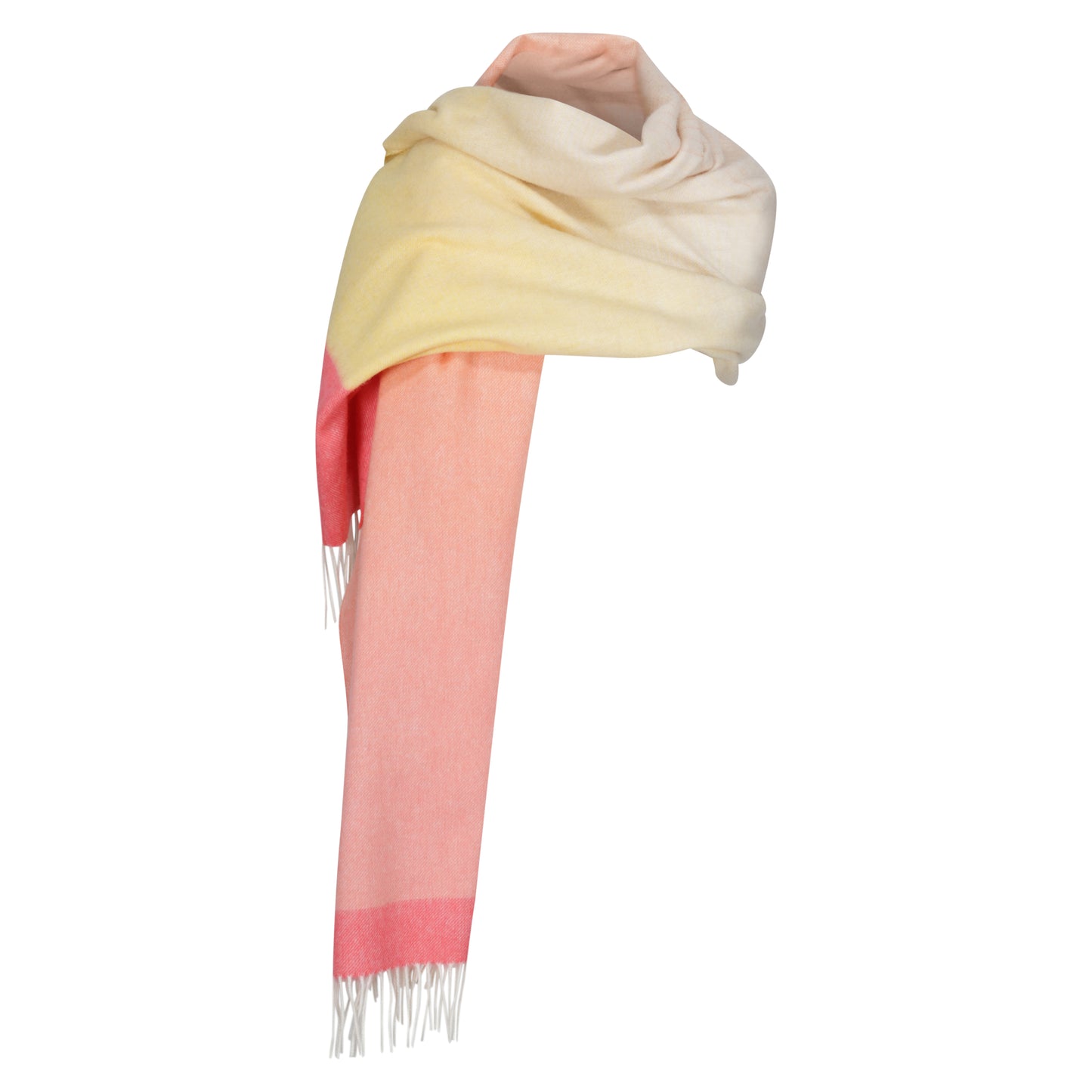 Champagne Pink Ombre Lambswool & Cashmere Blanket Scarf