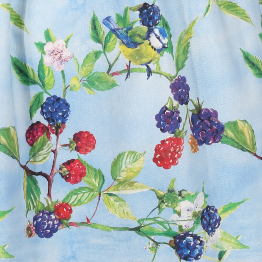'Meadow' Watercolour Blackberries Print Shirred Midi Dress