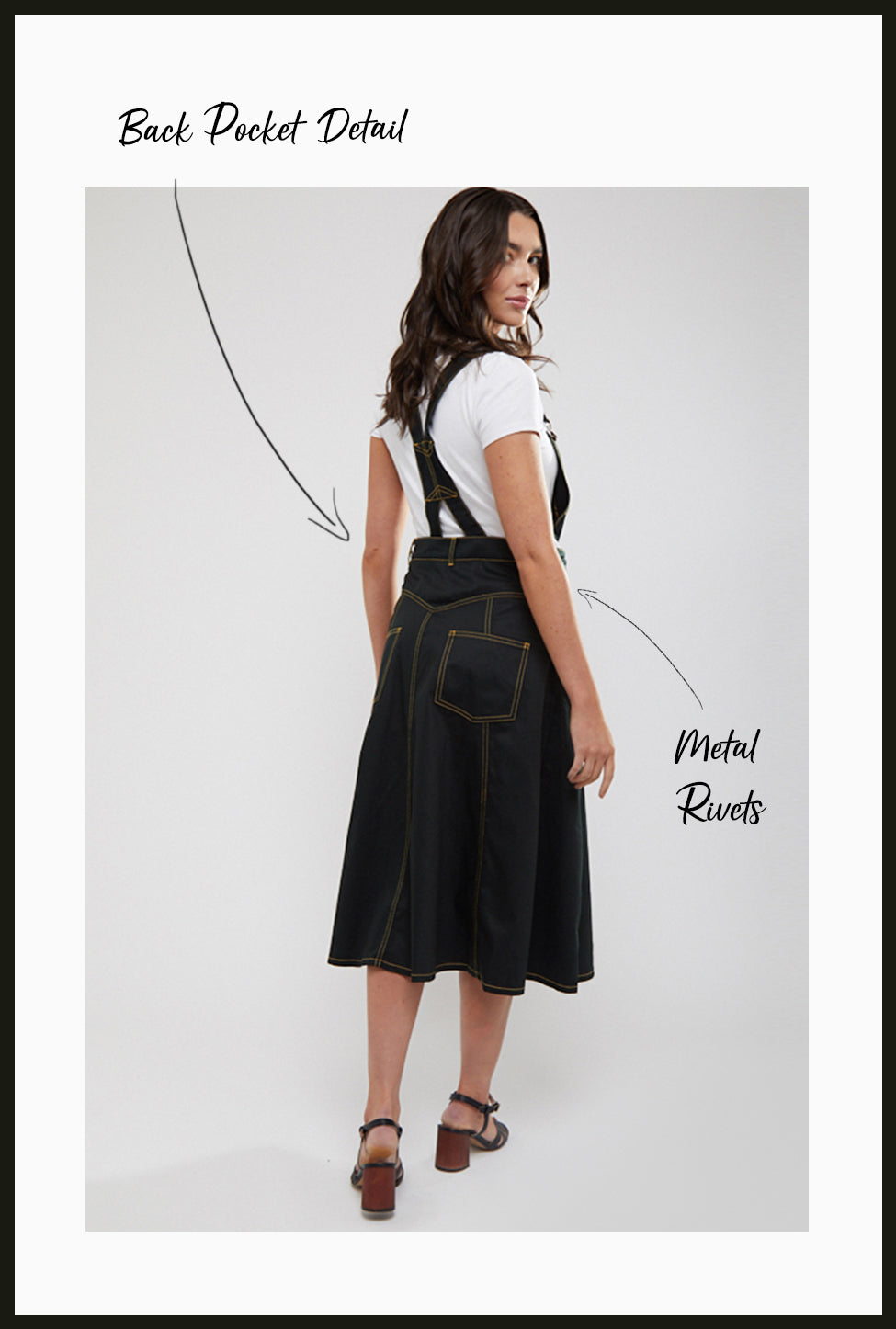 Lindy Bop 'Damaris' Convertible Safari Denim Dungaree Pinafore Skirt