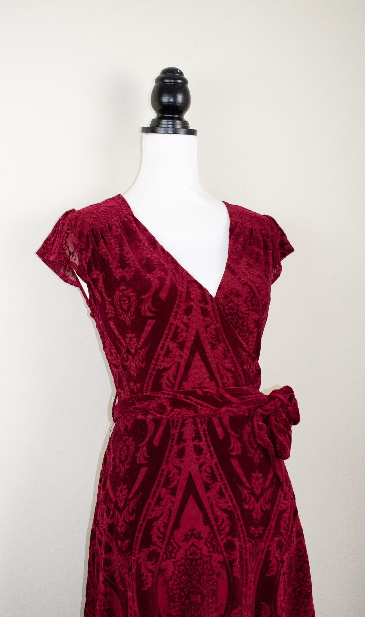 Lindy Bop 'Dawn' Burgundy Devore Velvet Vintage 1950s Swing Dress