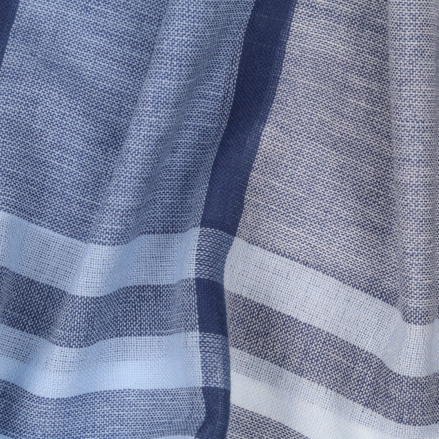 Blue Glacier Check Lightweight Lambswool Cashmere Long Scarf