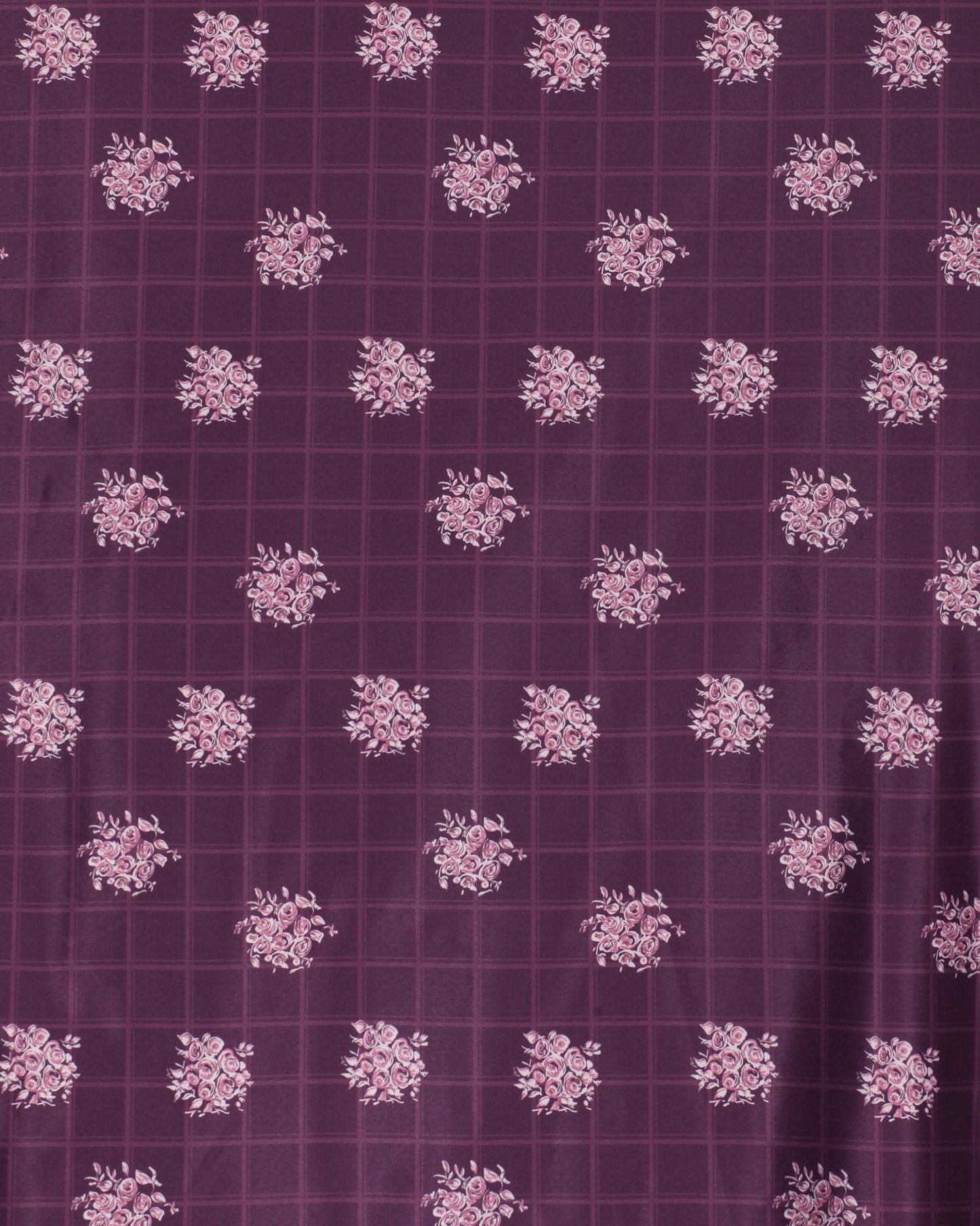 Lindy Bop 'Juno' Purple Rose Check Print Vintage 70s Boho Maxi Shirt Dress