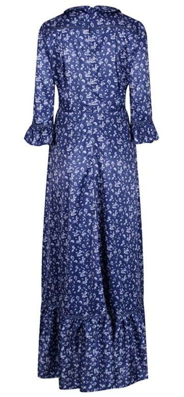 Lindy Bop 'Lydia' Blue Paisley Print Vintage Style 1970s Boho Maxi Dress