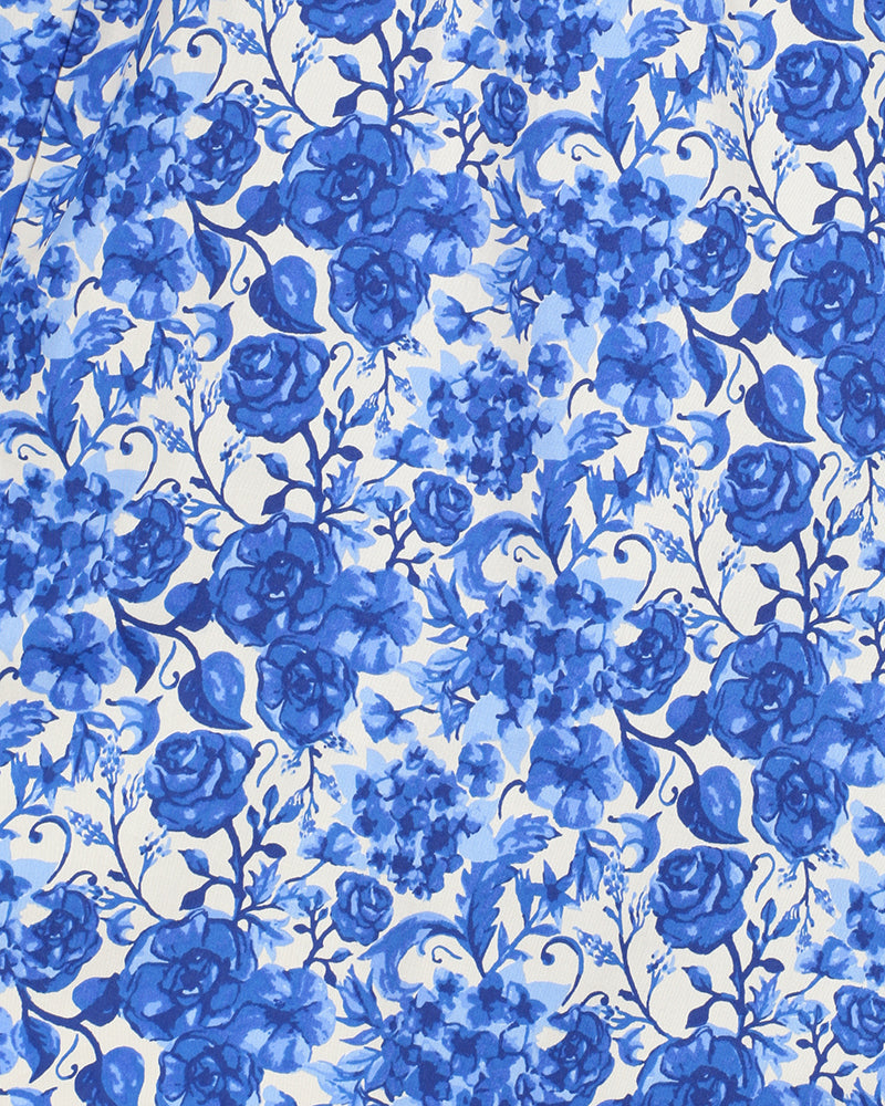 Lindy Bop 'Matilda' Blue Watercolour Floral Vintage Cotton Swing Dress