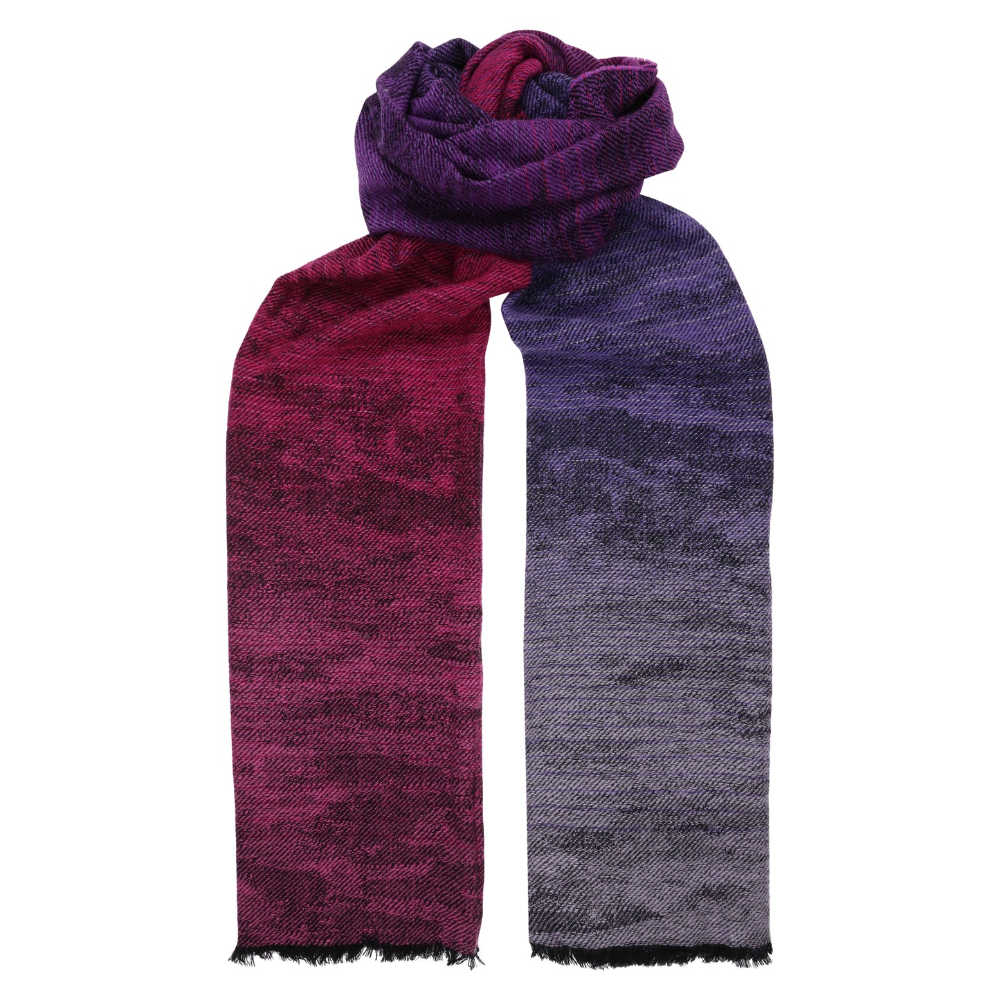 Purple Magic Textured Graduating 100% Wool Long Scarf