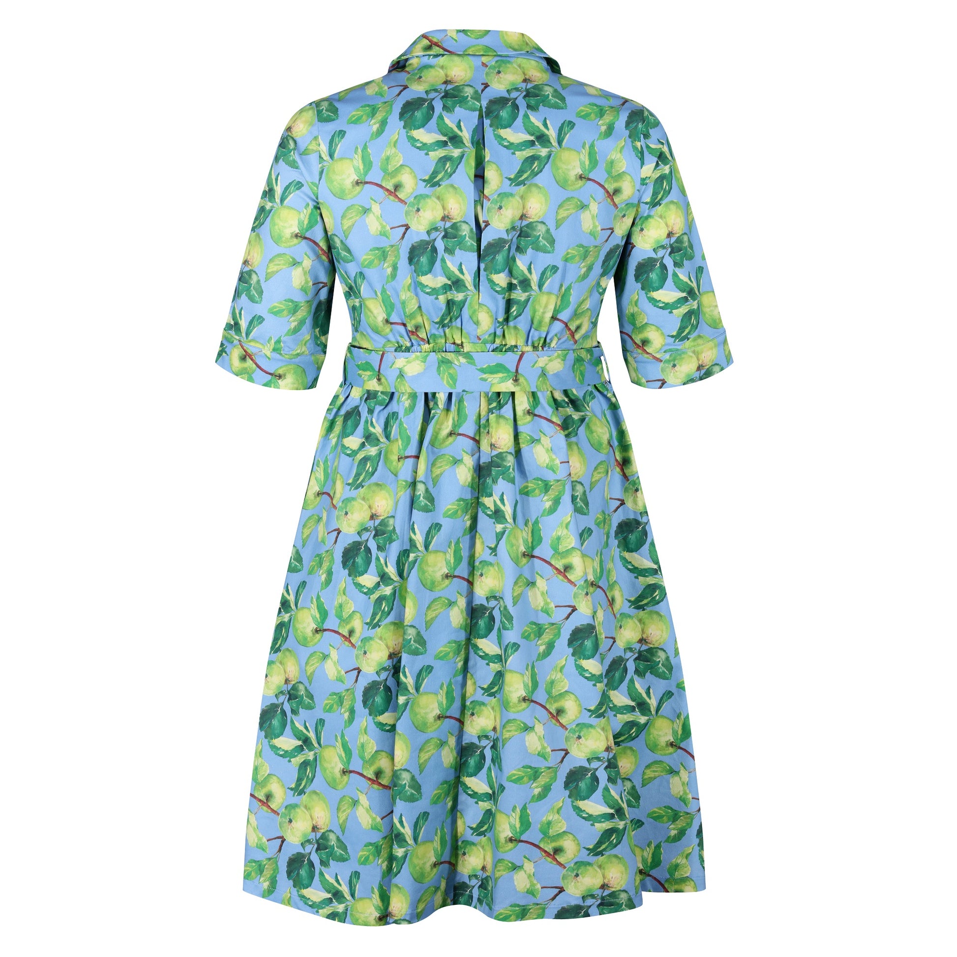 Plus-Size-Apple-Print-Cotton-Shirt-Dress