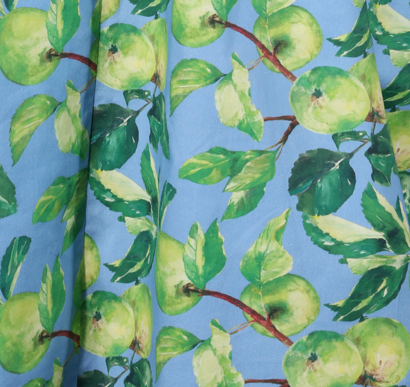 Plus-Size-Apple-Print-Cotton-Shirt-Dress