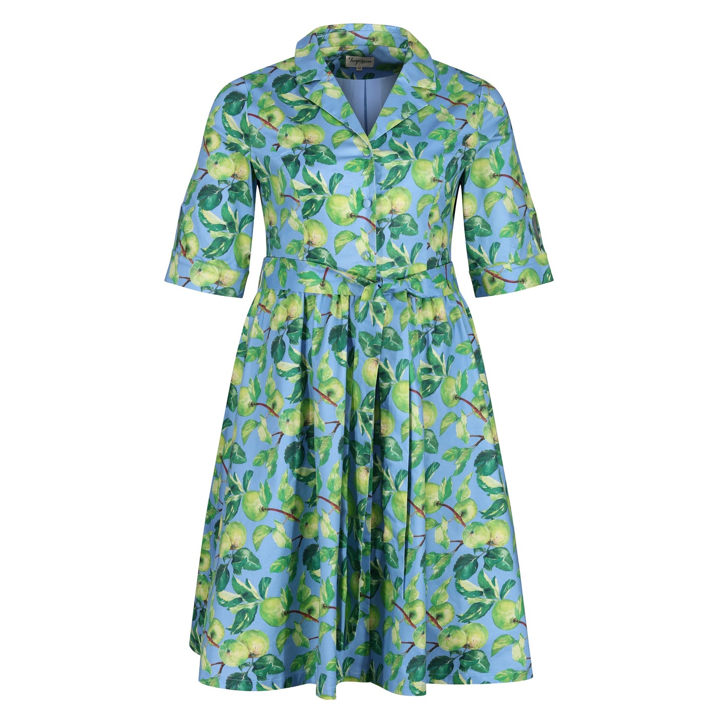 Plus-Size-Apple-Print-Cotton-Shirt-Dress