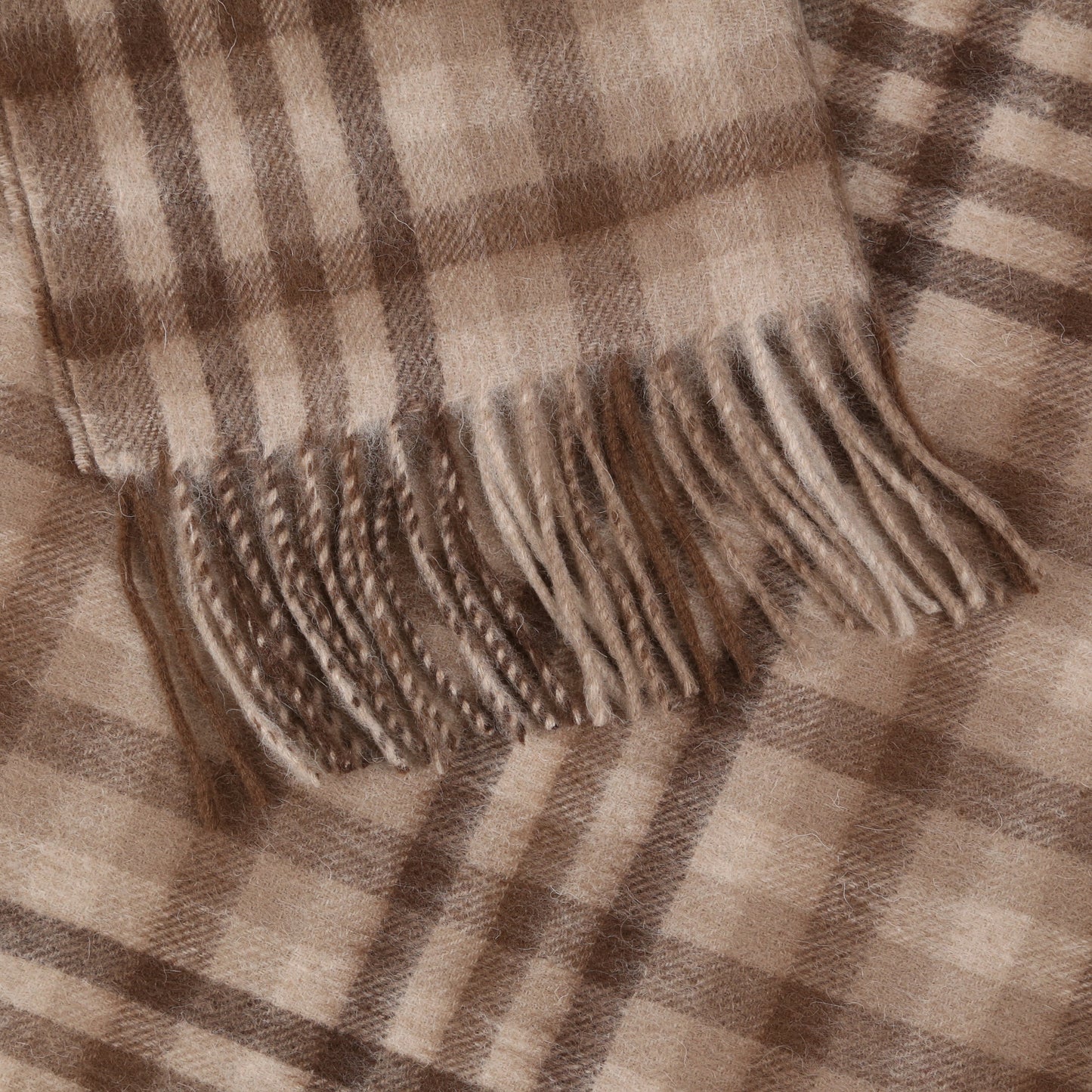 Rustic Farmhouse Check 100% Lambswool Long Warm Winter Scarf