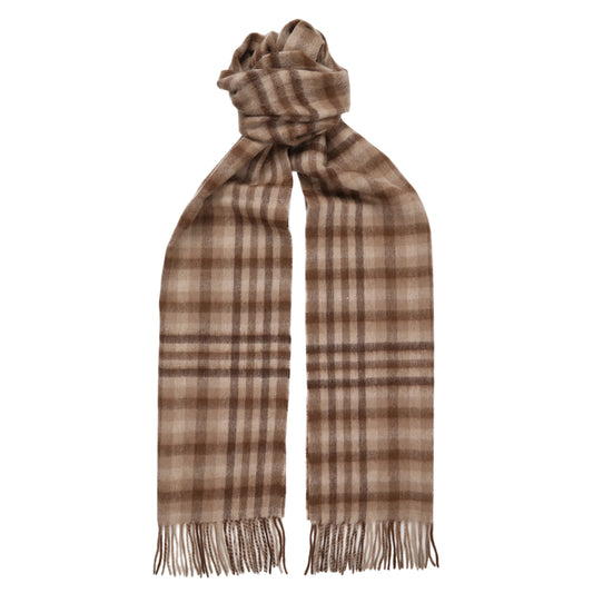Rustic Farmhouse Check 100% Lambswool Long Warm Winter Scarf