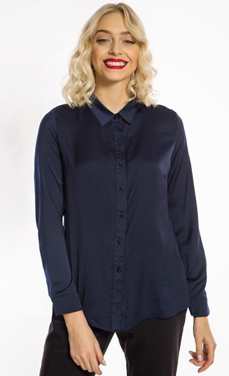 Lindy Bop 'Sarah' Vintage 40s Navy Blue Long Sleeve Blouse / Shirt