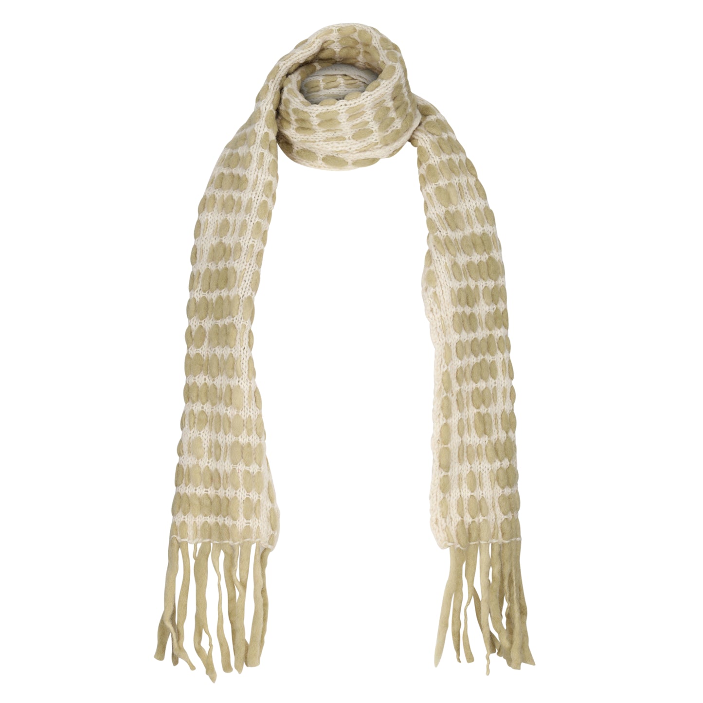 Cream / Beige 100% Wool Long Scarf