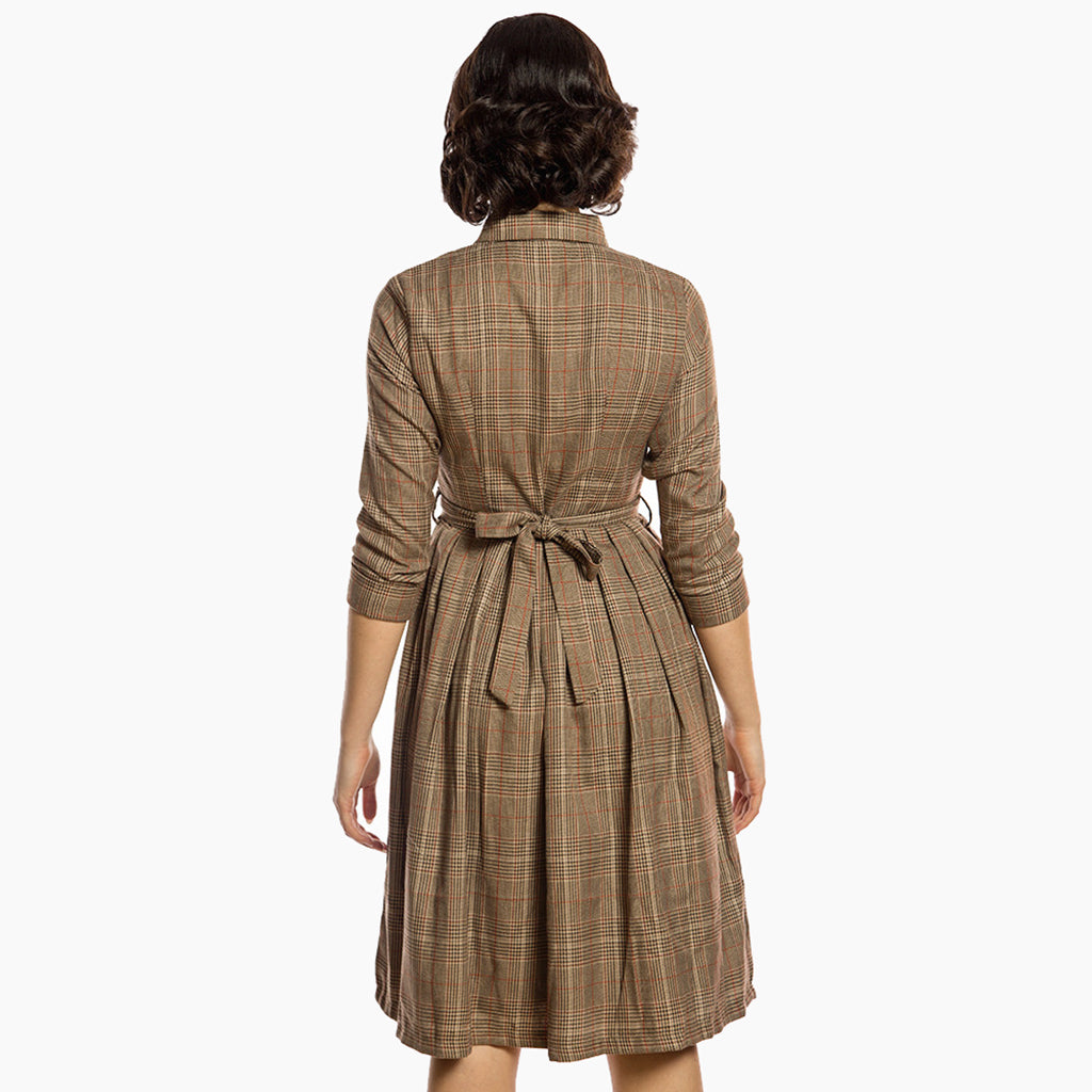 Lindy Bop 'Charlotte' Rustic Check Vintage Style Tweed Shirt Dress